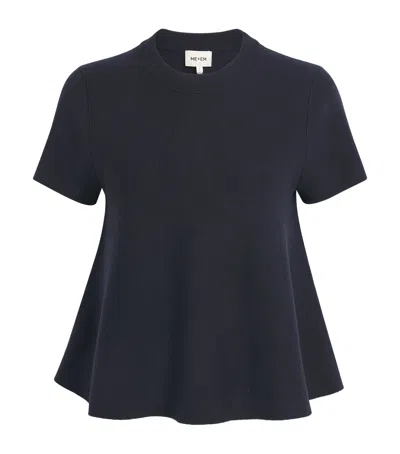 Me+em Wool-blend Swing T-shirt In Navy