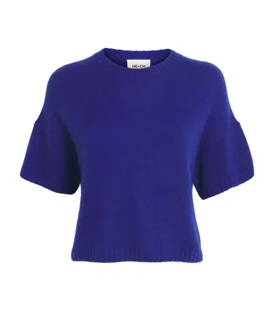 Me+em Wool-cashmere-silk Cropped Sweater In Blue