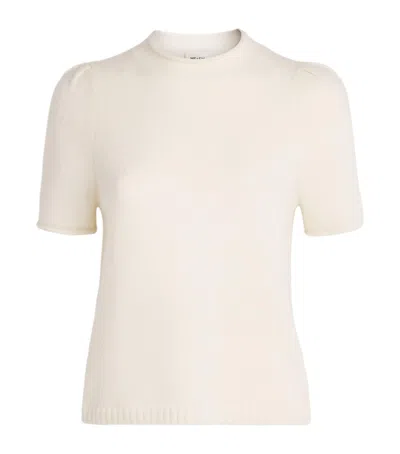 Me+em Wool-cashmere-silk Puff-sleeve T-shirt In Beige