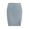 Me Esse Women's Alicia Tailored Knee-length Skirt With Slit In Mist Blue With White Stripe In Blue