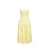 Me Esse Women's Juliette Roses Print Midi Dress In Lemon Yellow In Yellow