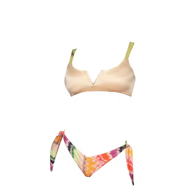 Me Fui - Bikini Top Beige/fuxia M22-0312x2 In Sand