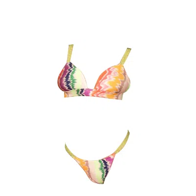 Me Fui - Bikini Triangle Beige/fuxia M22-0310x2 In Multi