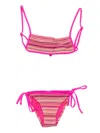 Me Fui Striped Knitted Bikini In Pink