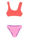 Me Fui Textured Two-tone Bikini In Orange