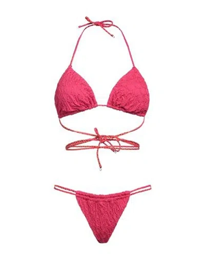 Me Fui Woman Bikini Fuchsia Size L Polyester, Elastane In Pink