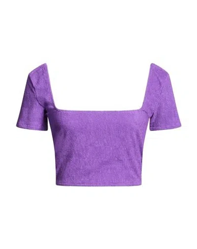 Me Fui Woman Top Mauve Size M Polyester, Polyamide, Elastane In Purple