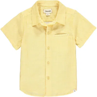 Me & Henry Men's Newport Button Down Shirt In Gold Micro Plaid In Yellow