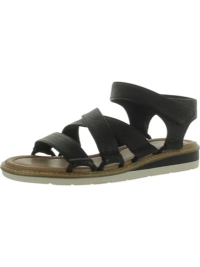Me Too Andres 6 Womens Leather Ankle Strap Slingback Sandals In Black