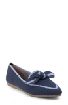 Me Too Annora Bow Pointed Toe Flat In New Marine/blue