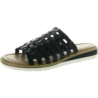 Me Too Arien 1 Womens Strappy Leather Slide Sandals In Black