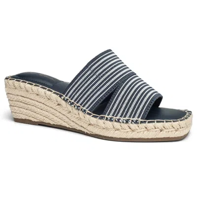 Me Too Cayman Sandals Navy Square Toe Wedge Heel Espadrille Zap788 In Multi