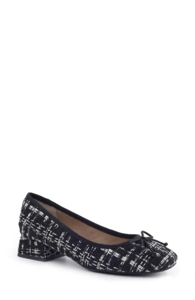 Me Too Juna Ballet Pump In Black Grey Silver Textile