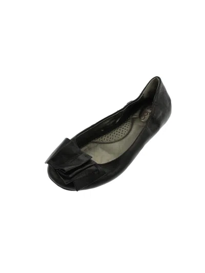Me Too Lilyana Womens Leather Bow Ballet Flats In Black