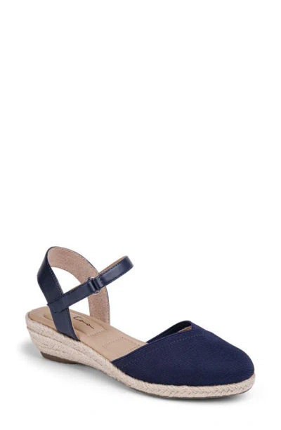 Me Too Nikkie Ankle Strap Espadrille Wedge Sandal In Navy