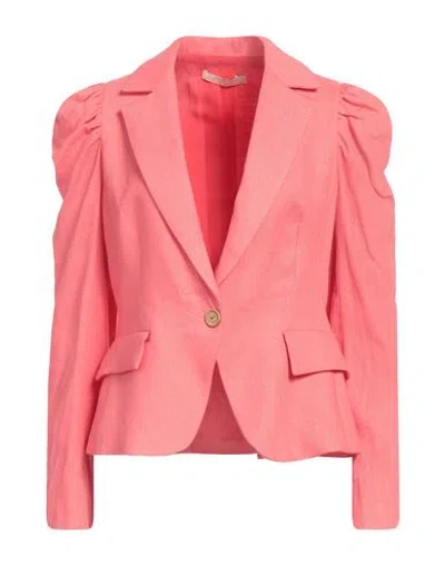 Me Unlimited &  Woman Blazer Coral Size 8 Linen In Red
