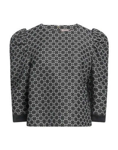 Me Unlimited &  Woman Top Black Size 12 Cotton, Polyamide, Metallic Fiber, Elastane, Polyester