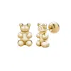 Me30 Women's Chume Bear Stud Earrings - Gold In Gold