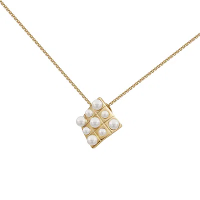 Me30 Women's Gold Urban Chic - Fusion Square Pearl Necklace