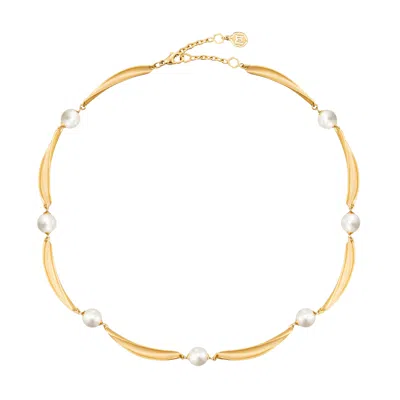Me30 Women's Gold Urban Chic Undulation Pearl Necklace