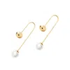 Me30 Women's Minimalism Galet U Curve Pearl Drop Dangle Earrings - Gold In Gold