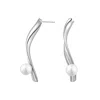 Me30 Women's Urban Chic Undulation Pearl Linear Earring - Silver