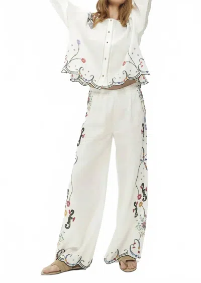 Me369 Alex Wide Leg Pants In Linen Kisses In Multi