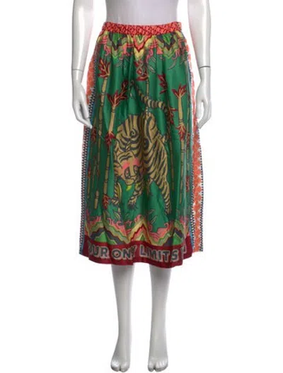 Pre-owned Me369 Animal Print Knee-length Skirt In Green