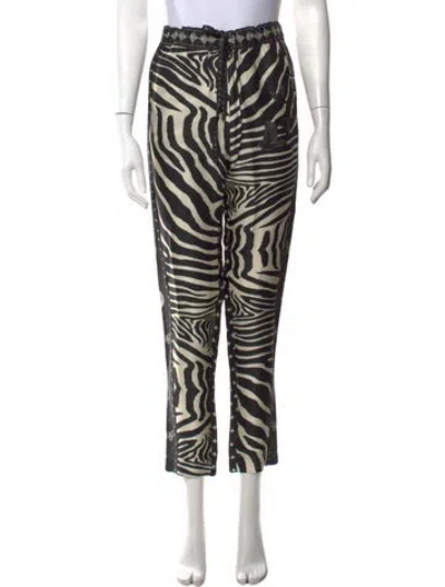 Pre-owned Me369 Animal Print Straight Leg Pants In Black