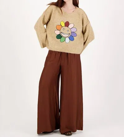 Me369 Annie Wide Leg Pants In Brown