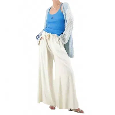 Me369 Ariel Wide Leg Pants In Natural In White