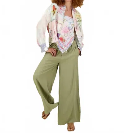 Me369 Ariel Wide Leg Pants In Olive In Green