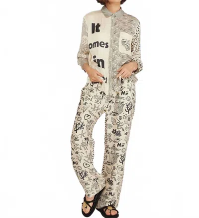 Me369 Avery Straight Printed Trouser In Mermaid In Multi