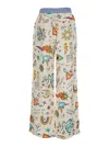 Me369 'bailey' Multicolor Pants With Elastic Waist And All-over Print In Viscose Woman In Multicolor