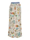 Me369 'bailey' Multicolor Pants With Elastic Waist And All-over Print In Viscose Woman