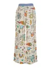 Me369 'bailey' Multicolor Pants With Elastic Waist And All-over Print In Viscose Woman In Multicolor
