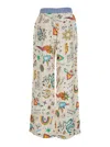 Me369 'bailey' Multicolor Pants With Elastic Waist And All-over Print In Viscose Woman In Multicolor