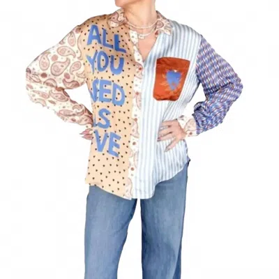 Me369 Camilla Mix Pattern Shirt In Love In Brown