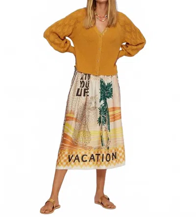 Me369 Elizabeth Midi Skirt In Vacation Print In Multi