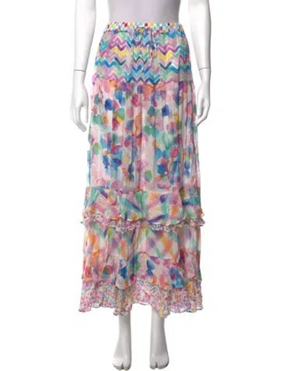 Pre-owned Me369 Floral Print Long Skirt In Pink