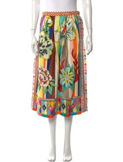 Pre-owned Me369 Floral Print Midi Length Skirt In Multicolor