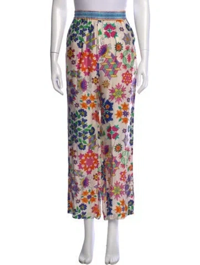 Pre-owned Me369 Floral Print Wide Leg Pants In Multicolor