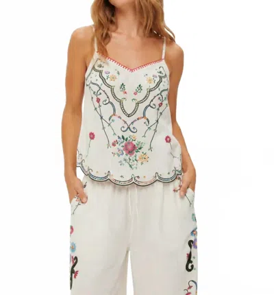 Me369 Ginny Embroidered Top In Linen Kisses In White