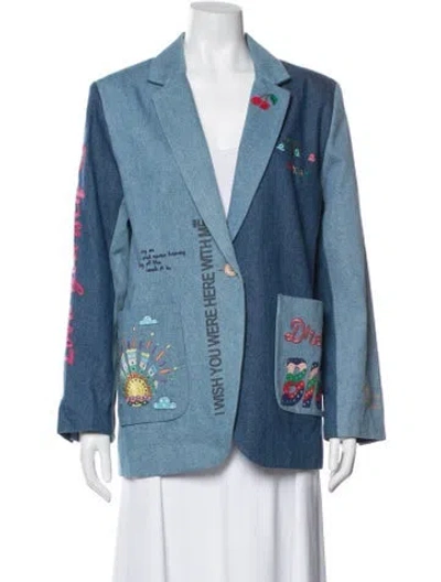Pre-owned Me369 Graphic Print Blazer In Blue