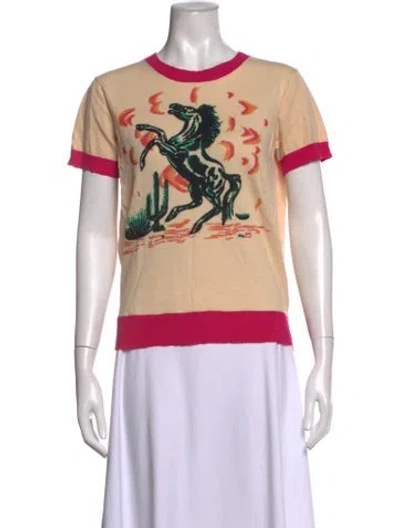 Pre-owned Me369 Graphic Print Crew Neck T-shirt In Neutrals