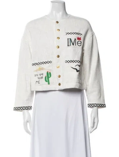 Pre-owned Me369 Graphic Print Jacket In White