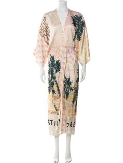 Pre-owned Me369 Graphic Print Long Dress In Multicolor