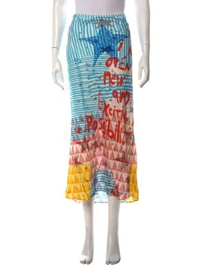 Pre-owned Me369 Graphic Print Long Skirt In Orange