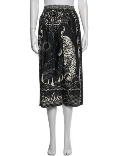 Pre-owned Me369 Graphic Print Midi Length Skirt In Black