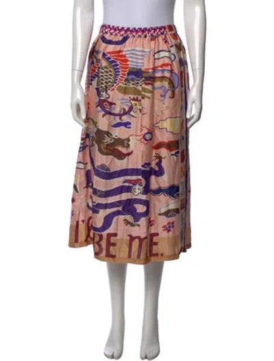 Pre-owned Me369 Graphic Print Midi Length Skirt In Multicolor